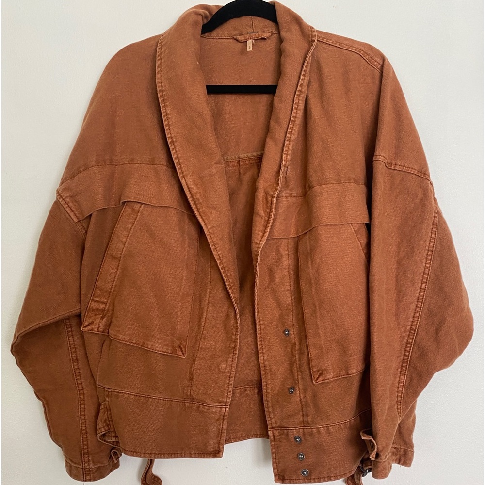 Free People Brown Linen Jacket Women's size Small
